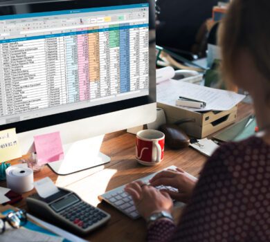 Informação de documento de planilha conceito de startup financeira